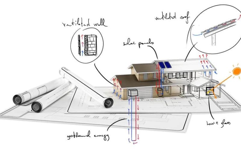 Plan on paper of house under construction